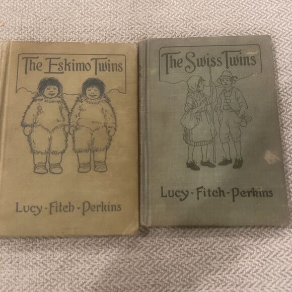 Set Of 2 Eskimo Twins (1914) And Swiss Twins (1922) Hardcover Lucy Fitch Perkins - Picture 1 of 16